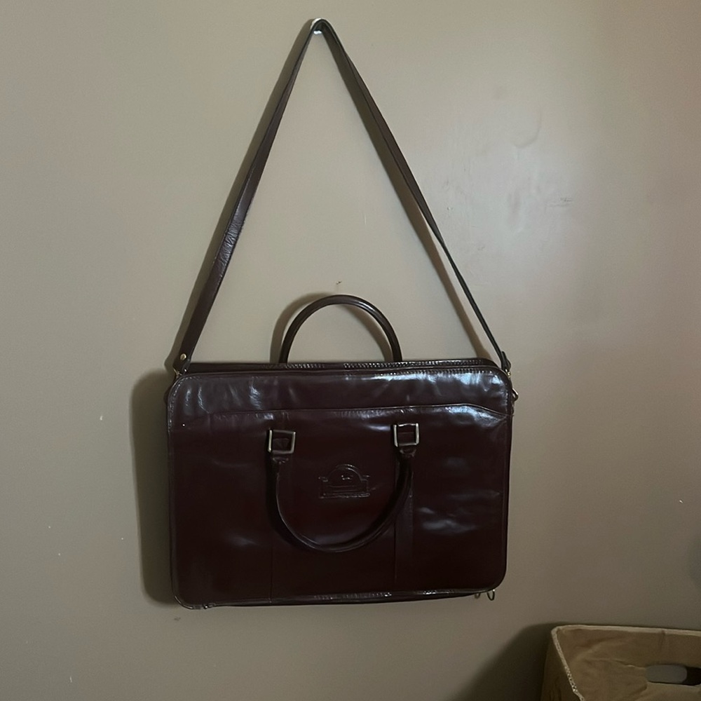 😄Vintage leather messenger bag briefcase